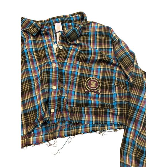 Savage X Fenty Tied Up Tartan Cropped Raw Hem Open Back Pajama Set 1X Plaid NWT - Picture 5 of 10